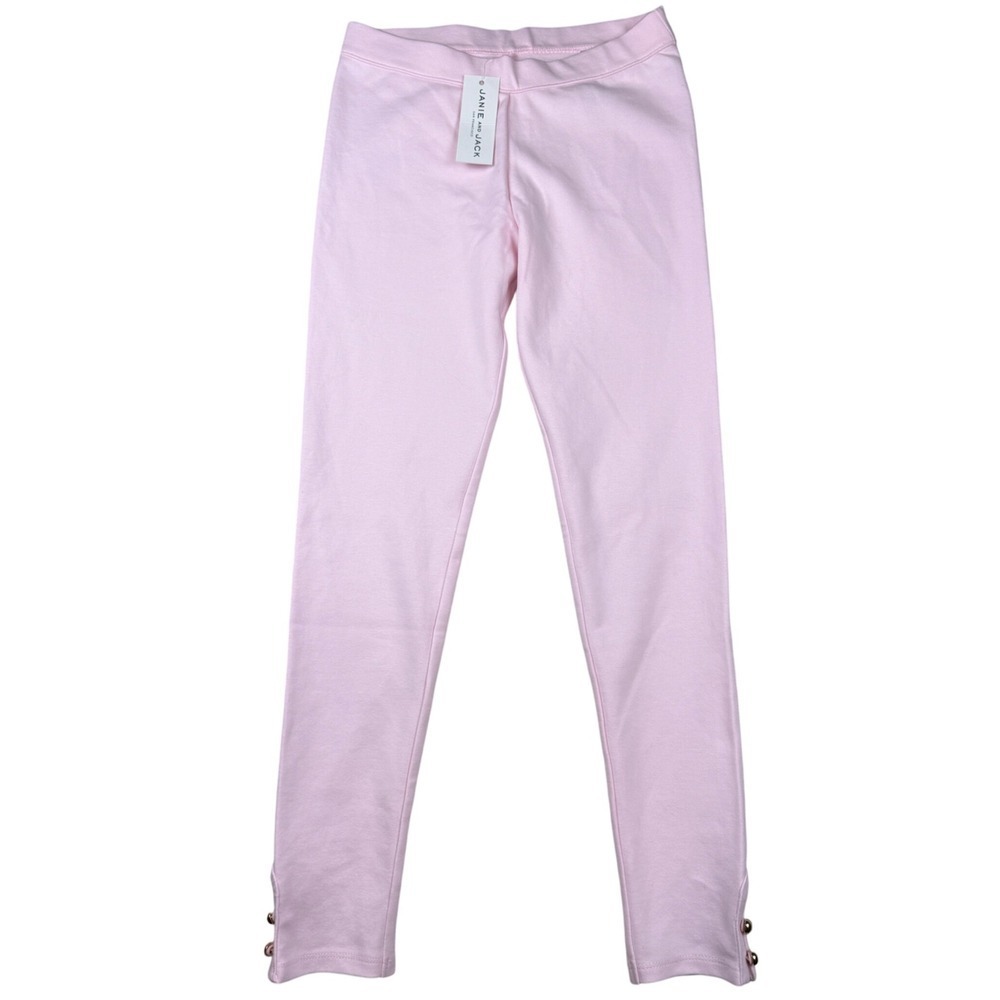 NWT Janie‎ and Jack Girls Pink Cotton Blend Leggings Button Ankle Detail Size 10 - Picture 2 of 4